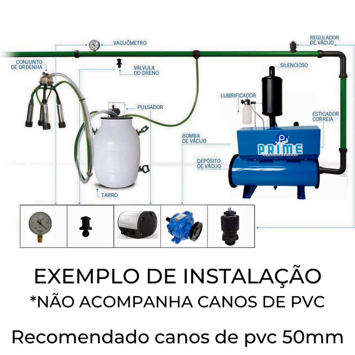 Ordenhadeira Prime Balde ao Pé BV 450 litros - Motor 2 cv - até 4 conjuntos (84500)