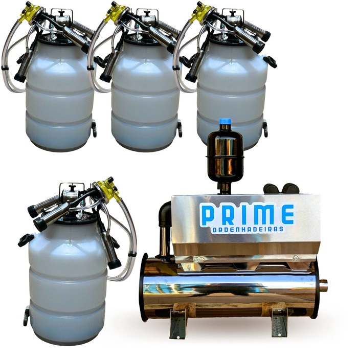 Ordenhadeira Inox Prime Balde ao Pé BV 600 litros - Motor 2 cv - De 1 a 5 conjuntos