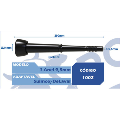 TETEIRA INSUFLADOR 1 Anel 9,5mm Politec Aptável Silinox e Delaval TETEIRA INSUFLADOR 1 Anel 9,5mm Politec Aptável Silinox e Delaval