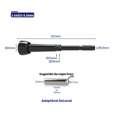 Teteira Insuflador 2 Anel 9,5mm - In Pulse Ordenhadeiras Teteira Insuflador 2 Anel 9,5mm - In Pulse Ordenhadeiras