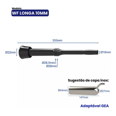 Teteira Insuflador Westfalia Longa 10mm - In Pulse Kit 4 Uni Teteira Insuflador Westfalia Longa 10mm - In Pulse Kit 4 Uni