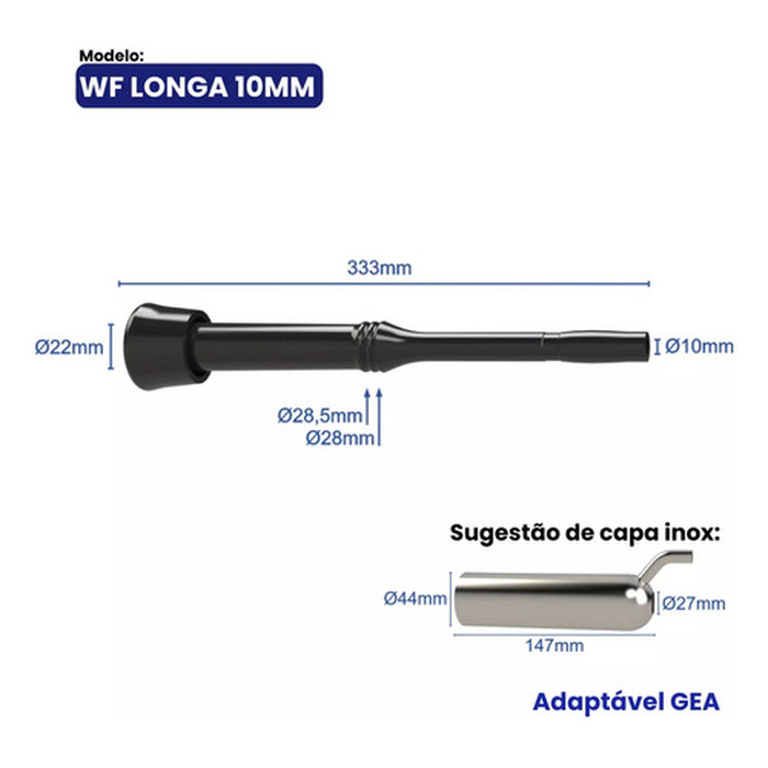 Teteira Insuflador Westfalia Longa 10mm - In Pulse Kit 4 Uni