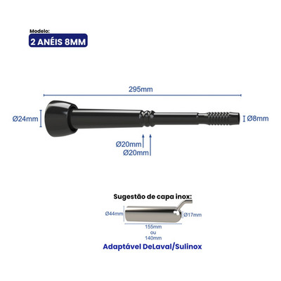 Teteira Insuflador 2 Anel 8mm - In Pulse - Kit 4 Peças Teteira Insuflador 2 Anel 8mm - In Pulse - Kit 4 Peças