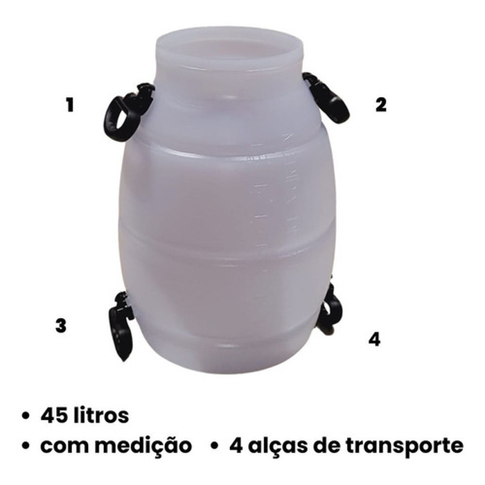 Tarro Latão Vasilhame De Leite 45 Litros Medição E 4 Alças