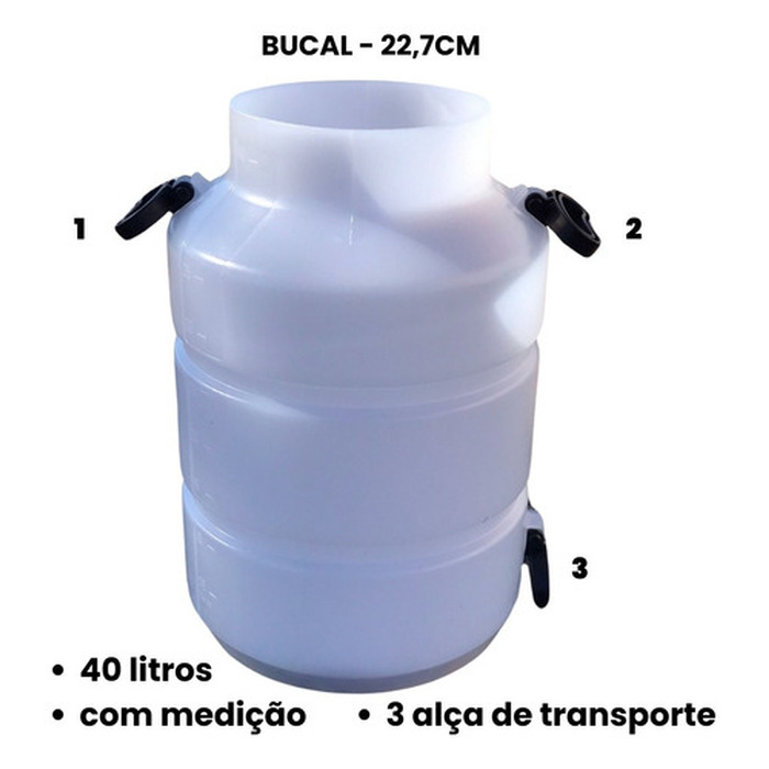 Balde Para Ordenhadeira Em Plástico 40 Litros com 3 alças